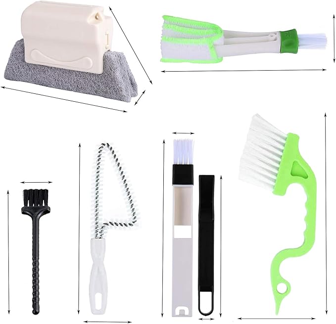 8 Pcs Hand-held Groove Gap Cleaning Tools,Door Window Track Cleaning Tools Groove Corner Crevice Cleaning Brushes for Sliding Door/Tile Lines/Shutter/Car Vents/Air Conditioner/Keyboard