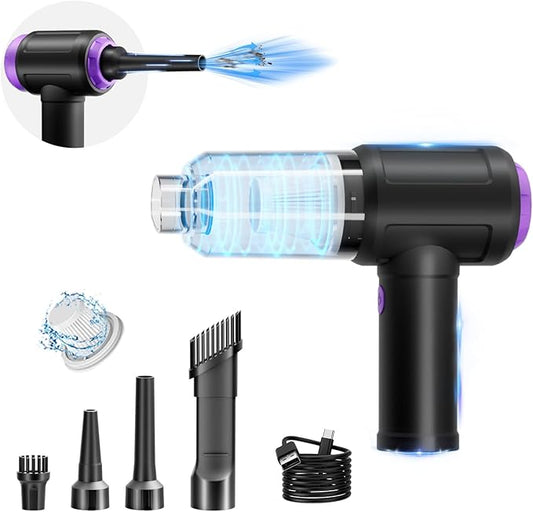 14.5KPA Computer Vacuum Cleaner &Cordless Electric Air Duster 3-in-1,110000RPM Replaces Canned Air for PC Tower &Laptop Sewing Machine Keyboard Vac USB Rechargeable Desk Crumbs Dust Cleaner
