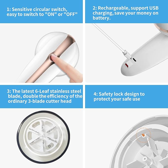 Sweater Fabric Shaver, ailyfu Rechargeable Electric Lint Remover with 6-Leaf Blades and Replaceable Stainless Steel Blade for Clothes, Sweater, Couch, Blanket, Curtain, Socks, Wool, Cashmere(Gold) …