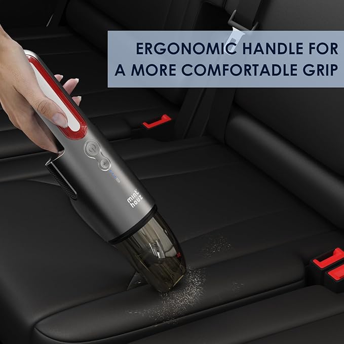 Minthouz Car Vacuum,Mini Portable Cordless Hand held Vacuum Powerful Suction Equipped with LED Light,Large Capacity Battery and USB 3.0 Fast Charging Tech,for Car,Home, Office