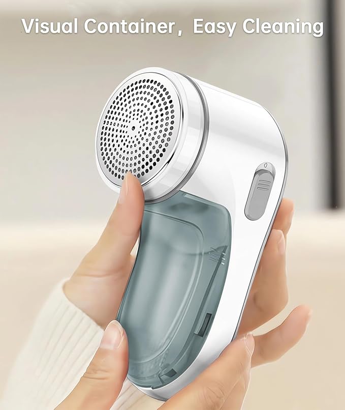 Fabric Shaver Rechargeable, Electric Lint Remover for Clothes & Furniture, Sweater Shaver & Pilling Remover, Depiller with 2 Extra Blades Included, Lint Shaver for Clothing - USB Charge, Gray