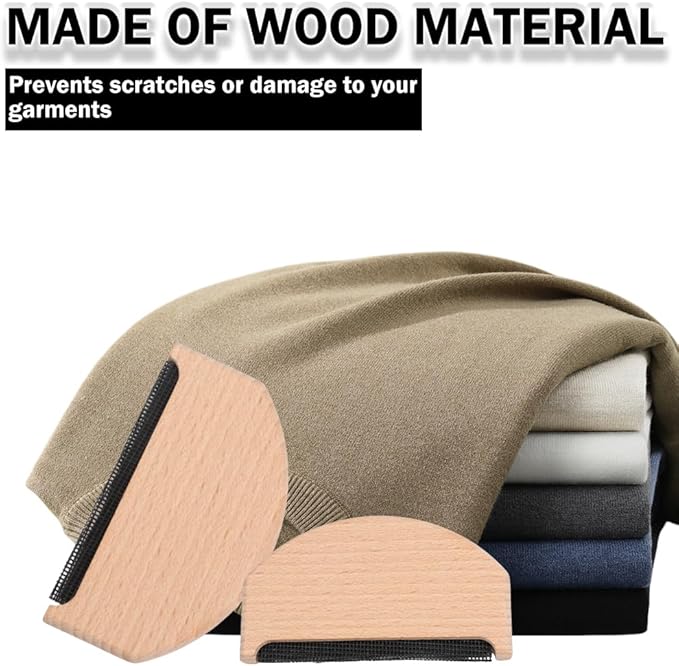 4 Pcs Wooden Sweater Comb Sweater Care Tool Fabric Defuzzer Pilling Shaver for Sweaters Knits Scarves Gentle Fabrics Portable Efficient Cleaning