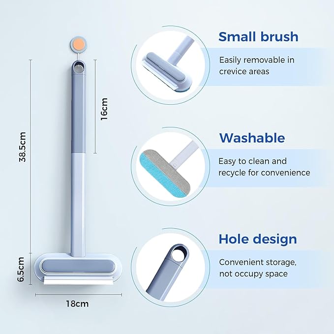 Pet Hair Remover Brush with 17-inch Handle, 4-in-1 Cat and Dog Hair Removal Tool for Furniture, Couch, Carpet, Clothes