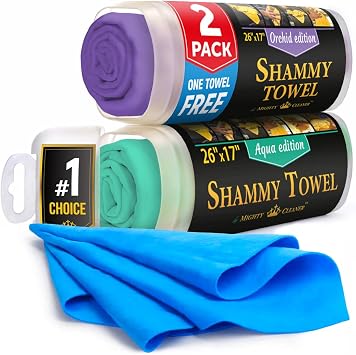 Premium Shammy Cloth for Car Drying – 2pk+1 Free – 26"x17" – Soft Chamois