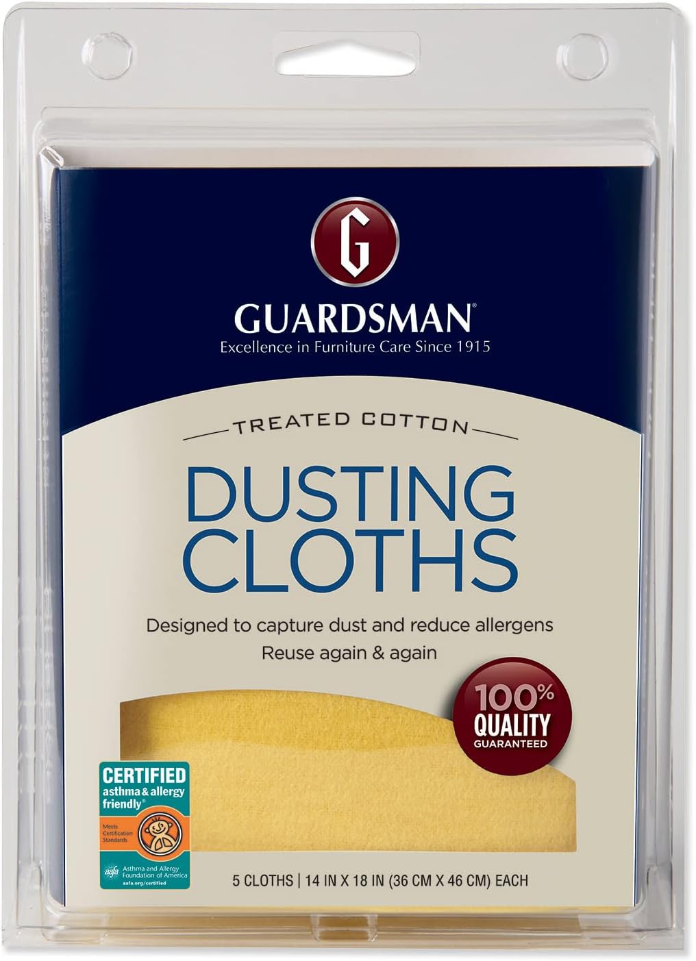 Wood Furniture Dusting Cloths - 5 Pre-Treated Cloth - Captures 2x The Dust of a Regular Cloth, Specially Treated, No Sprays or Odors - 462700