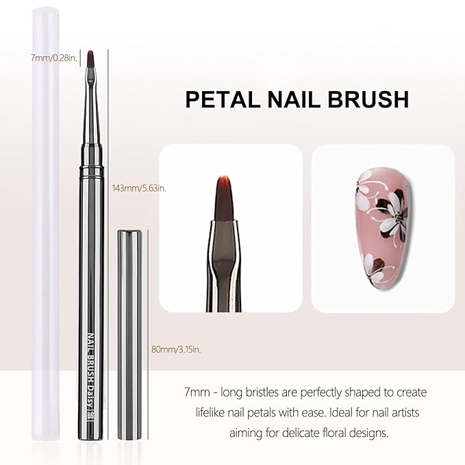 3Pcs Nail Art Brushes Set for Flower Petal Butterfly Drawing, 3D Gel Acrylic Nail Brush, Fine Liner Nails Design Tool, Professional Watercolor Painting Pen for Manicure DIY Salon