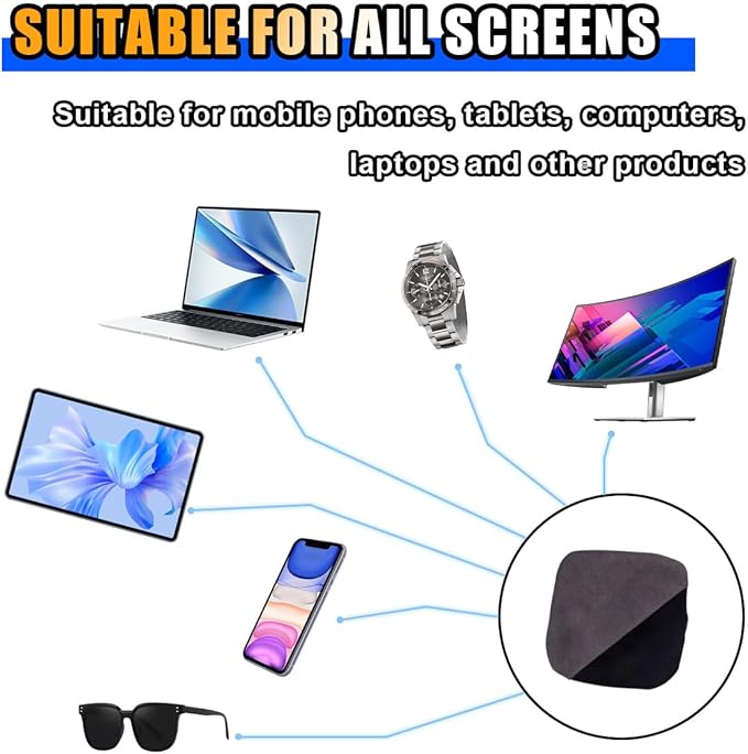 Square Car Touch Screen Cleaner Cloth, Microfiber Cleaning Pad Car Cleaning Wipes, Vehicle Screen Cleaner Tool Car Interior Cleaning Cloth for Car Dashboard Display Electronic Devices (2PCS Square)