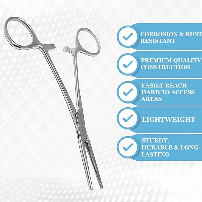 Dog Pet Ear/Nose Hair Puller Grooming Hemostat Locking Forceps Pliers, 5.5" (14cm), Straight