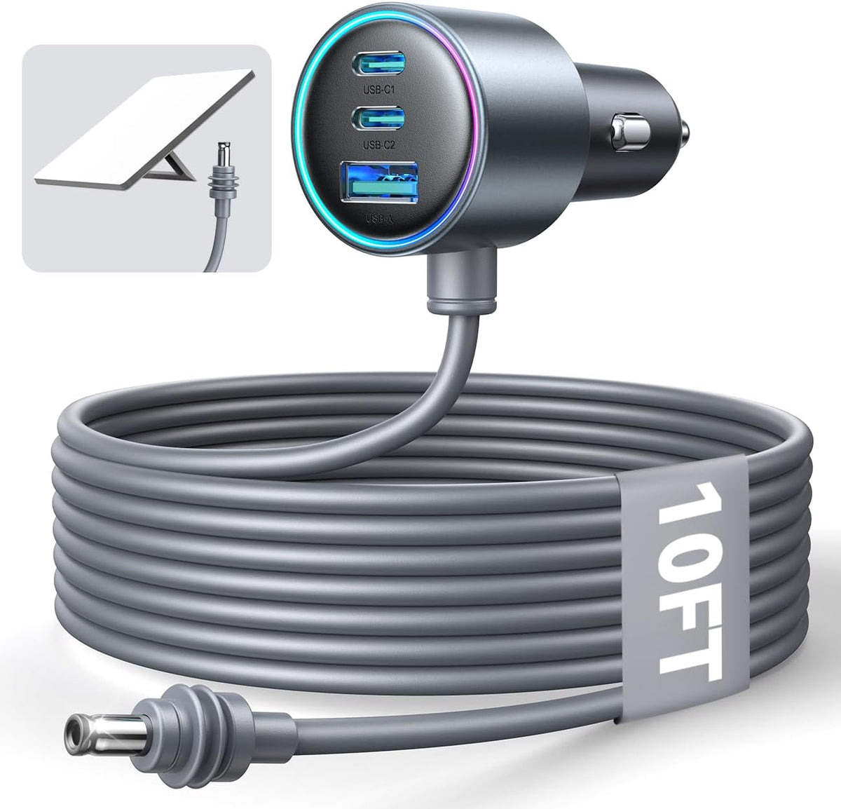 Starlink Mini Car Adapter, Dual PD 45W+USB 30W, 12V-24V, 10FT