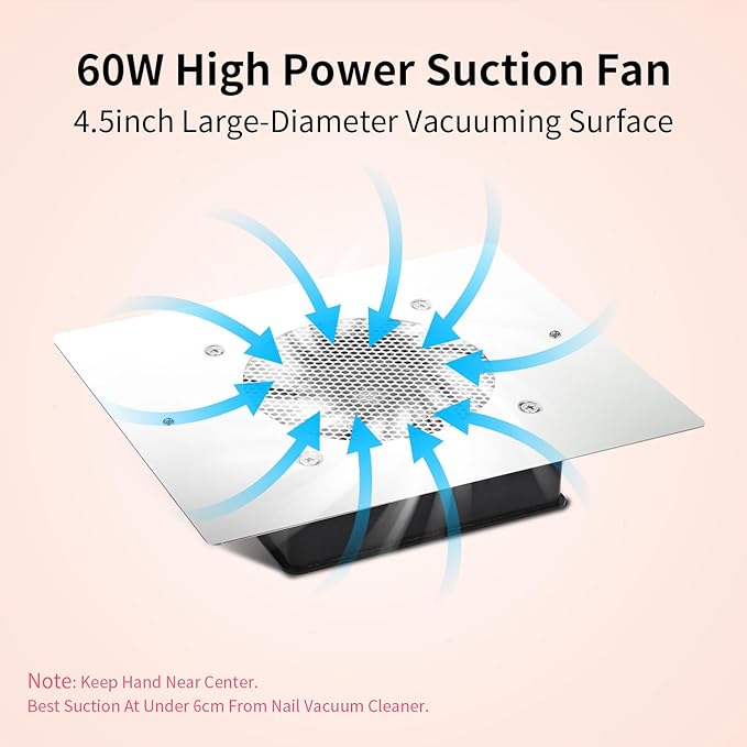 BLUETOP Nail Dust Collector Nail Vacuum Cleaner Table Embedded Dust Extractor Vacuum Professional Built in Desktop Nail Dust Collector Quiet Nail Fan Low Noise for Nail Salon Home