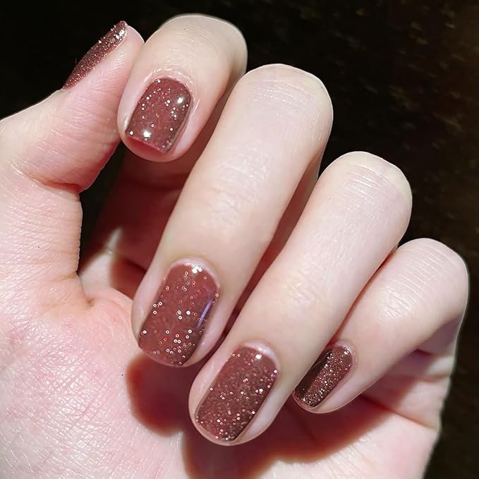 Nail Polish Strips, 32PCS Salon Quality Wraps, Long Lasting Gel Nail Stickers for Women Easy Apply& Remove (Celebration Glitter Red)
