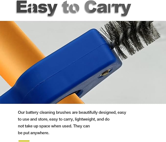 ZOKYUYS® 4 in 1 Car Battery Cleaning Brush, Anti-Corrosion Battery Terminals, Copper Pipes Cleaner Brush Tool, Universal for Automotive and Marine for Plumbing Installation Soldering Brazing (Blue)