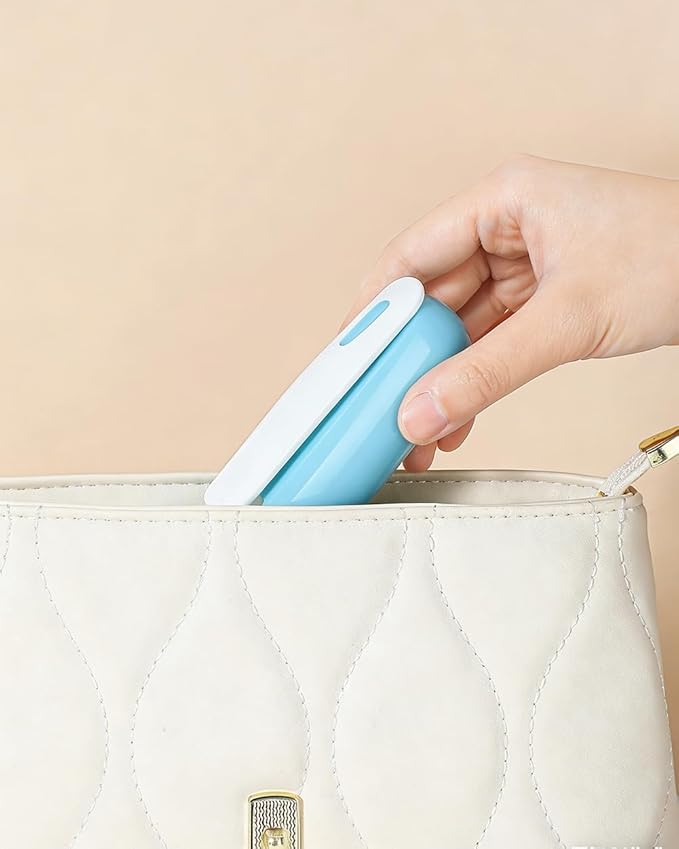 Mini Lint Roller for Travel Purse Car Pocket Small Lint Roller for Clothes Pet Hair Remover Roller with Cover and 4 Refills Extra Sticky 150 Sheets Total (Blue)