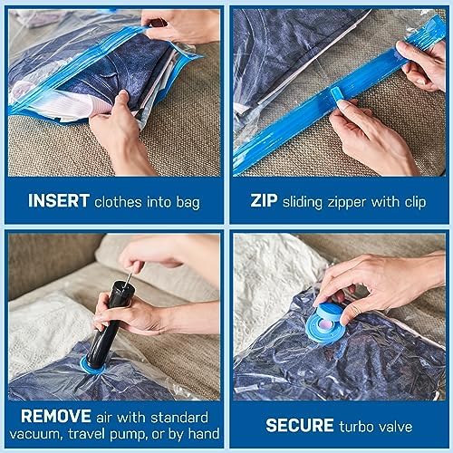Vacuum Storage Bags with Hand Pump, Jumbo, 10 Pack