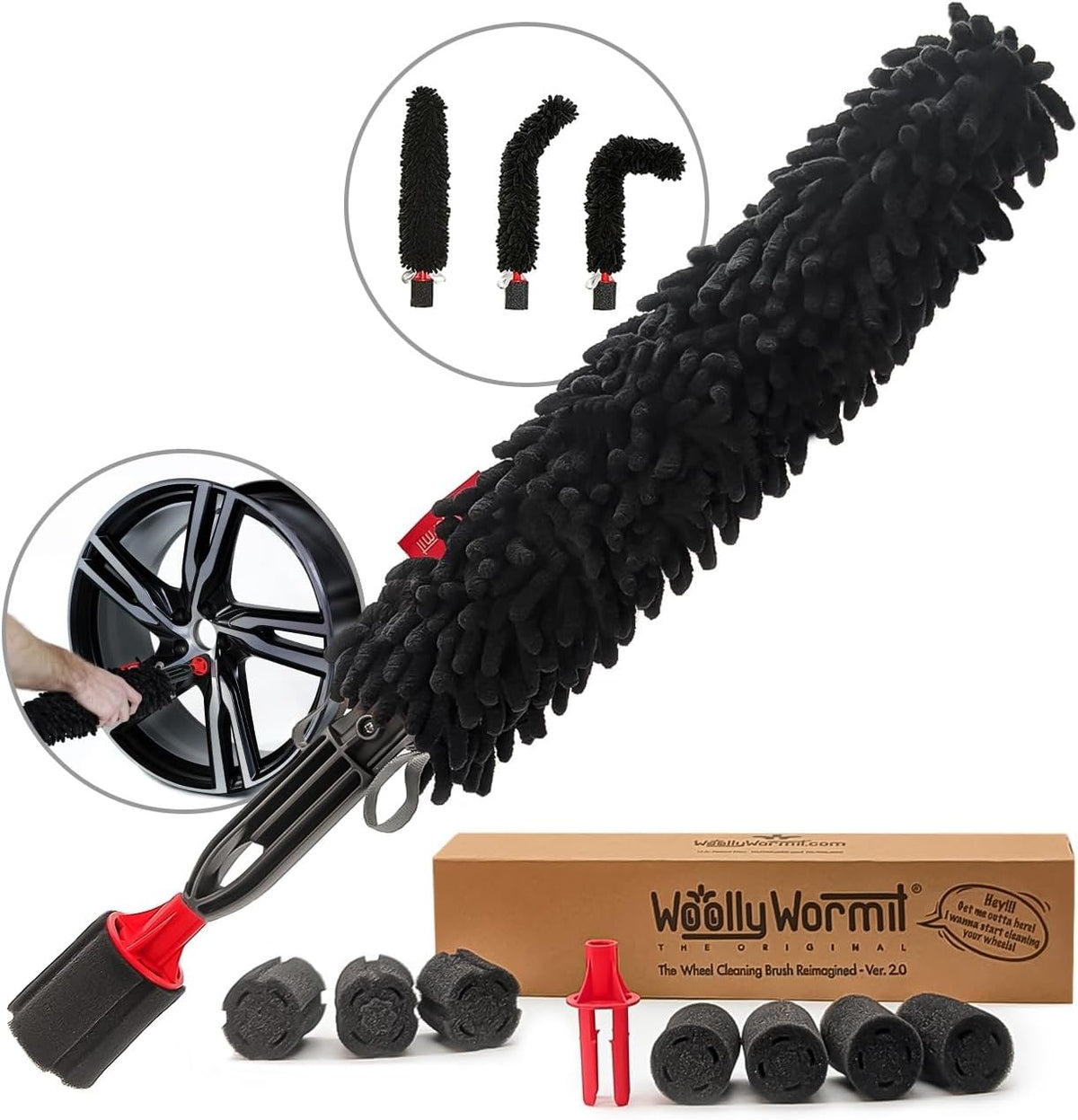 Wheel Cleaning Brush Car Detailing Kit - Rim Brush, Lug Nuts and Wheel Cleaner Brush Car Wash Kit -Tire Brushes for Cleaning Rims - Car Cleaning Supplies and Rim Cleaner Brush Set