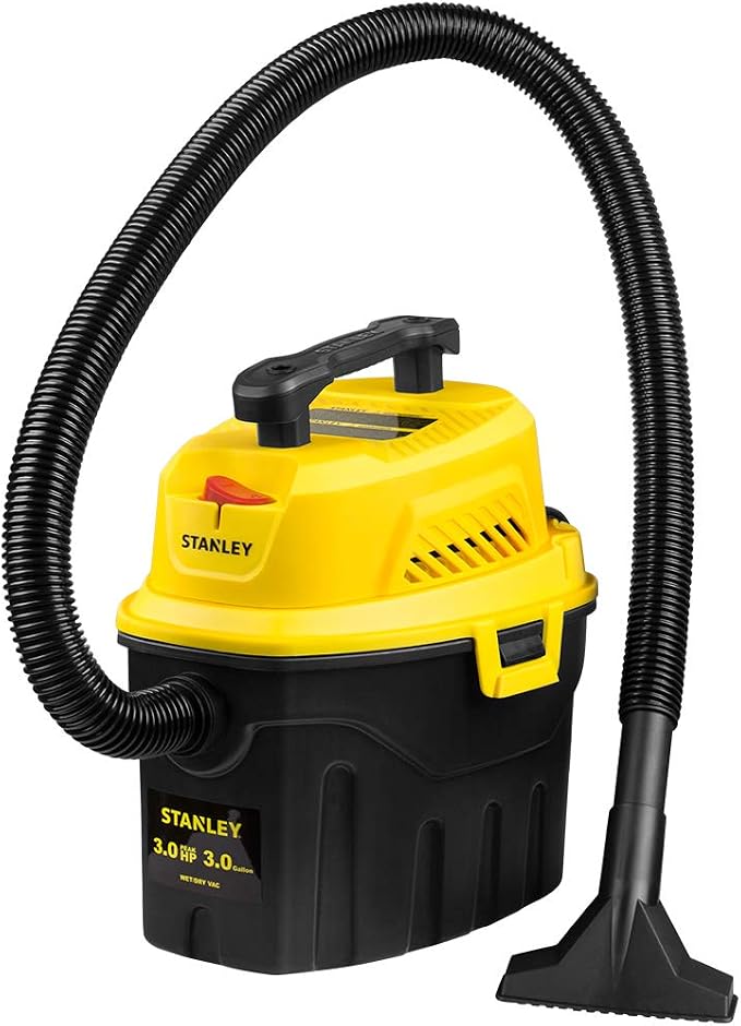STANLEY 3 Gallon Wet Dry Vacuum, 3 Peak HP Poly 2 in 1 Shop Vac with Powerful Suction, Portable Shop Vacuum Car Vacuum W