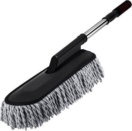 Tanlade 1 Pack Microfiber Car Duster Exterior Scratch Free with Extendable Handle Soft Car Duster Kit for Cleaning Dust 