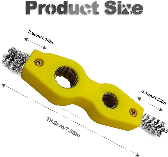 ZOKYUYS® 4 in 1 Car Battery Cleaning Brush, Anti-Corrosion Battery Terminals, Copper Pipes Cleaner Brush Tool, Universal for Automotive and Marine for Plumbing Installation Soldering Brazing (Yellow)