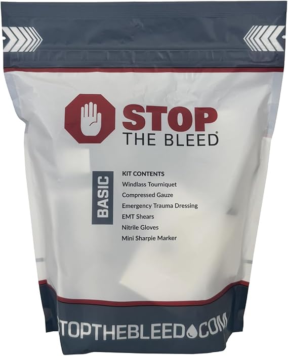 Rescue Essentials Stop THE Bleed Basic Kit – Compact Trauma First Aid Kit with Tourniquet, Gauze & Compression Bandage –