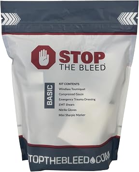 Rescue Essentials Stop THE Bleed Basic Kit – Compact Trauma First Aid Kit with Tourniquet, Gauze & Compression Bandage –