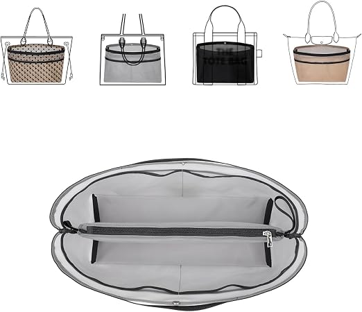 ZTUJO Purse Organizer Insert For Handbags,Mesh Bag Organizer Insert With Zipper Bag Tote Shaper Fit Speedy Neverful PM M
