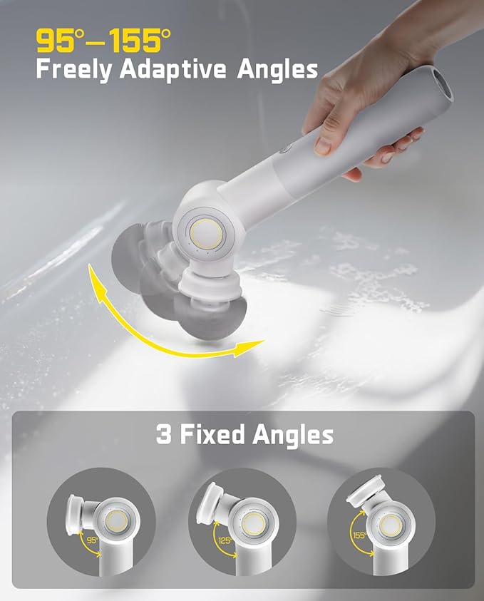 Fanttik Flip G9 Pro Electric Scrubber, VoltiPulse Motor, Dual-Speed Cleaner with 6 Brush Heads, Adjustable Angle & Extendable Handle, IPX7 Waterproof, Type-C Charge for Bathroom, Tile, Grout - White