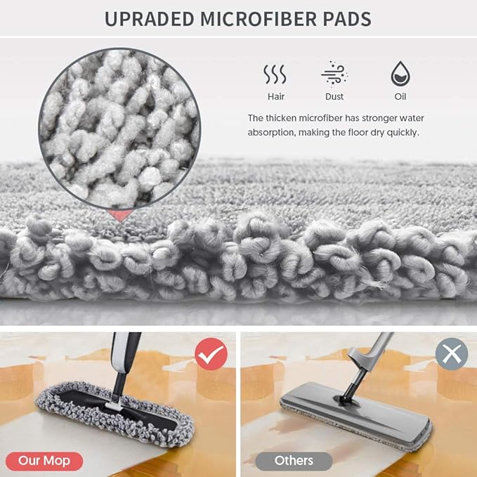 MANGOTIME Spray Mop for Floor Cleaning - Microfiber Dry Wet Floor Mop with 3 Washable Pads & 1 Refillable Bottle for Hardwood Laminate Tile Wood Vinyl Ceramic