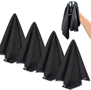 SINLAND Microfiber Glass Polishing Cloths Cleaning Rag 20x25In 4Pack Black