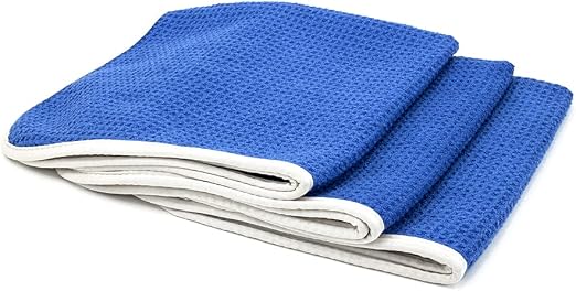Autofiber No Streak Freak Microfiber Window and Mirror Waffle Towel - Pack of 3, Blue (16 inch x 16 inch)