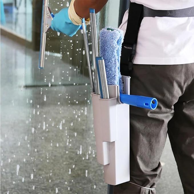 Window Cleaning Holster with Belt - Detachable Side Bucket Squeegee Holder Tool Belt