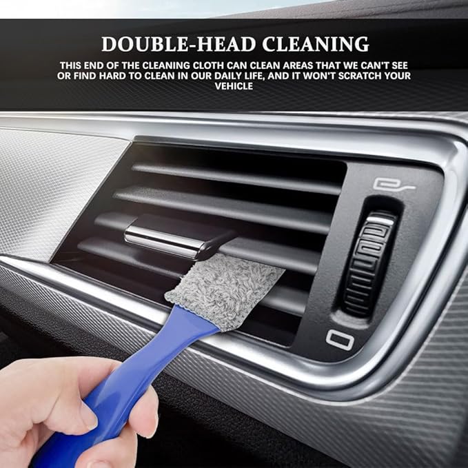 Universal 2 in 1 Duster for Car Clean, Car Vent Cleaner, Double Head Brush, Car Cleaning Accessories Interior Washing Brush Fit for Vehicle Dashboard Screen, Air Conditioning, Computer (Blue)