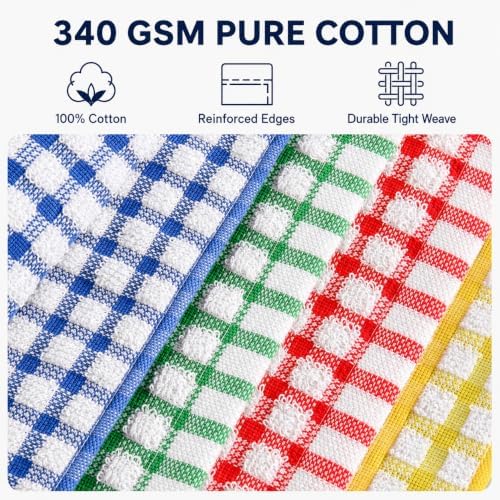 16 Pack 100% Cotton Kitchen Dish Cloths, 12 x 12 Inch