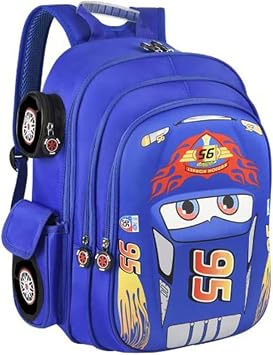 Kid Toddler Boys Girls Backpack Waterproof Cartoon Truck Car Child Snack School Bag Kindergarten Backpack (Blue)
