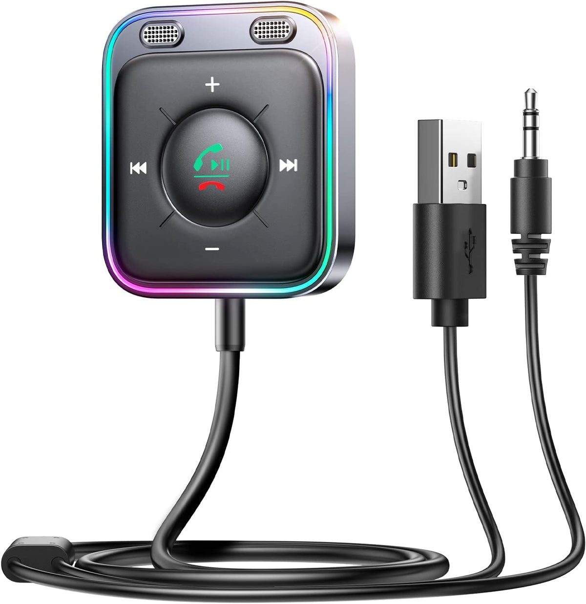 Bluetooth 6.0 AUX Car Adapter, Dual Mics Noise Cancellation