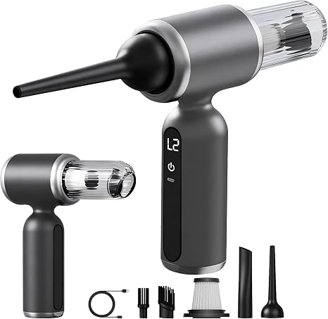 2 in 1 Handheld Car Vacuum Portable Cordless, 2 Speed Handheld Vacuum 25000PA High Power Air Blower & Pump & Air Duster,