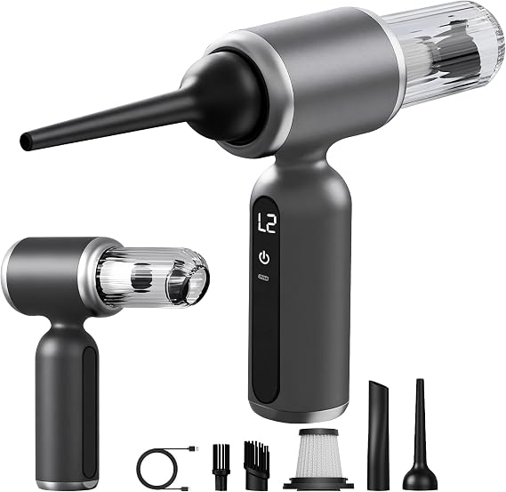 2 in 1 Handheld Car Vacuum Portable Cordless, 2 Speed Handheld Vacuum 25000PA High Power Air Blower & Pump & Air Duster,