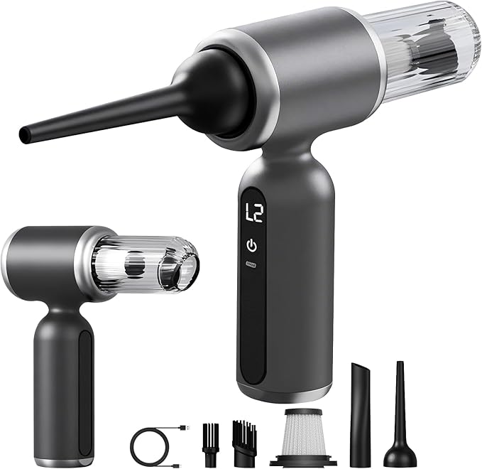 2 in 1 Handheld Car Vacuum Portable Cordless, 2 Speed Handheld Vacuum 25000PA High Power Air Blower & Pump & Air Duster, Mini Hand Held Vacuum Rechargeable for Home, Car, Office, Pet Hair