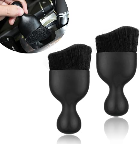 2 PCS Car Detailing Brush, Soft Bristles Detailing Brush Dusting Tool, Auto Interior Soft Hair Removal Brush, Fit for Au