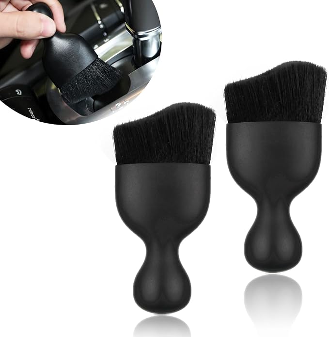 2 PCS Car Detailing Brush, Soft Bristles Detailing Brush Dusting Tool, Auto Interior Soft Hair Removal Brush, Fit for Au