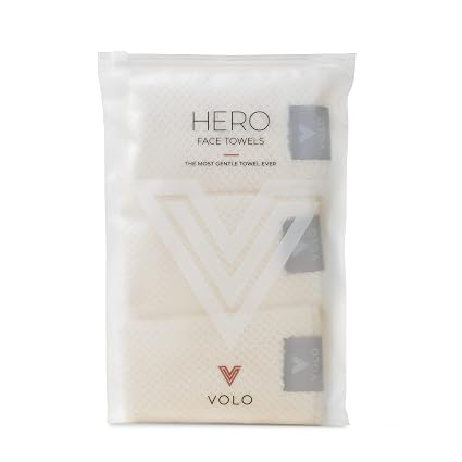 VOLO Hero Salt White Face Towel | Reusable Facial Wash Cloths | Makeup Remover & Post Shower Washcloths | Ultra Soft, Ab