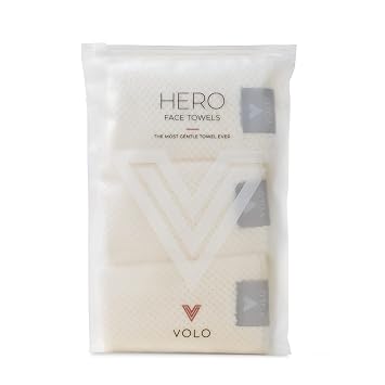 VOLO Hero Salt White Face Towel | Reusable Facial Wash Cloths | Makeup Remover & Post Shower Washcloths | Ultra Soft, Ab
