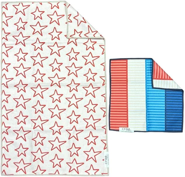 Microfiber Hand Towel & Washcloth Set, Double-Sided Waffle Weave Set of Two