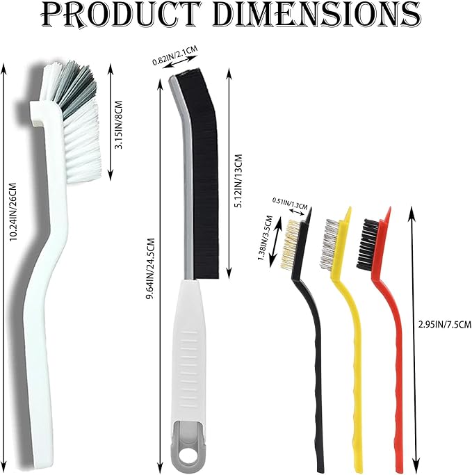 Cleaning Brush, 9 Pcs Hard Bristle Crevice Cleaning Brush Set for Kitchen Bathroom Toilet Grout Bottle Gap Window Tracks, Multifunctional Home Essentials Scrub Cleaning Tools