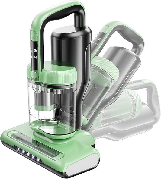 MYUAKO Mattress Vacuum Cleaner with UV-C Light & 140°F Constant Heat, 20Kpa Powerful Suction Bed Vacuum for Pet Hair, Dander Baby Crib, Dual-Cup System with Extra HEPA Filter, Lightweight&16ft Cord