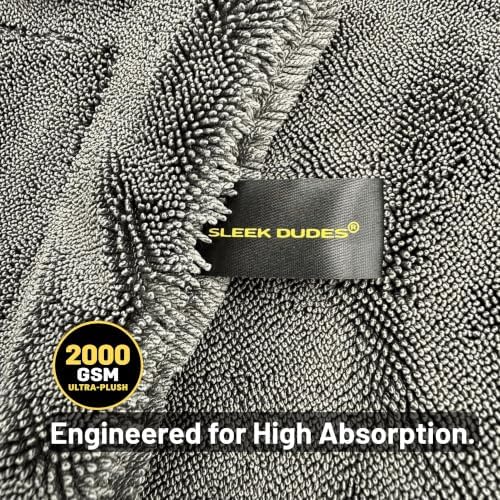 Sleek Max Dry 2K - 2000GSM Microfiber Car Drying Towel, 20x31in, Grey