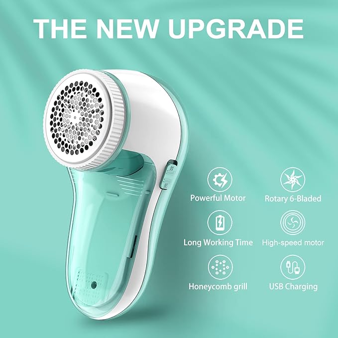 Lint Remover Electric, Bobble Remover Rechargeable with 1 Spare Shaving Blade, Portable Fabric Fluff Shaver
