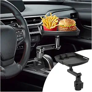 Car Cup Holder Tray Table, Cup Table Holder for Car Drink Holders Tray, 360º Adjustable with Rotating Arm Phone Slot, No