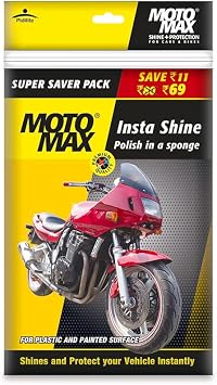 Pidilite Plastic Motomax Instashine Sponge 4 in 1 Zipper Pouch for Paint & Exterior Care, Instantly Cleans & Shines Bike