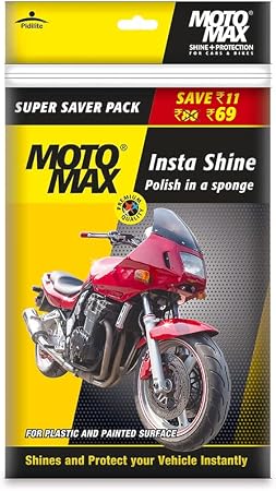 Pidilite Plastic Motomax Instashine Sponge 4 in 1 Zipper Pouch for Paint & Exterior Care, Instantly Cleans & Shines Bike
