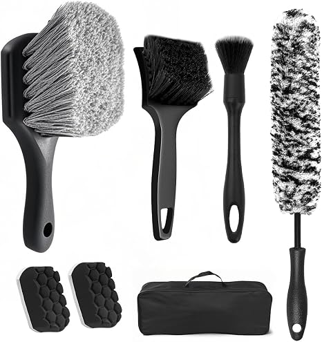 Bittwee 7 PCS Car Wheel Brush Kit, Scratch Free Soft Bristle Automobile Tire Rim Detailing Cleaner Tool Set, Vehicle Tyr